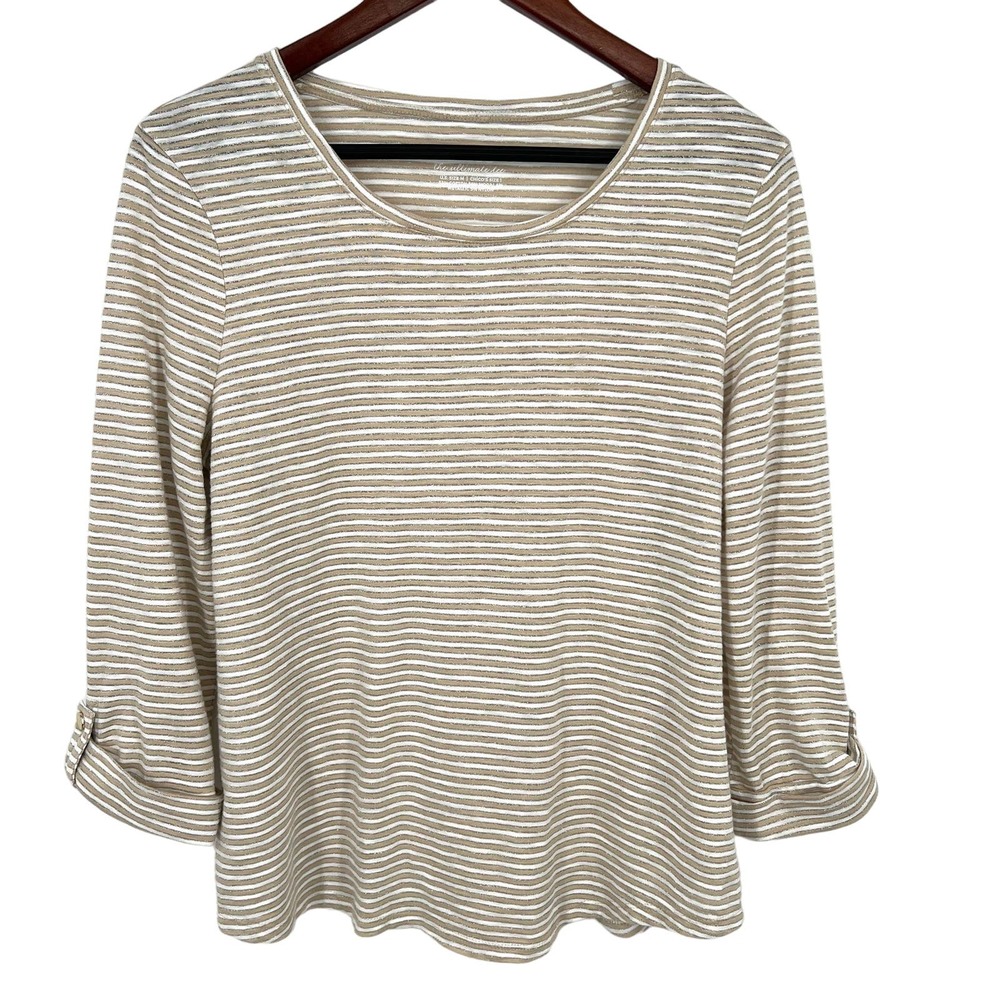 Chicos Sz 1 Medium Metallic Sparkle The Ultimate Tee Blouse Shirt Top Lounge